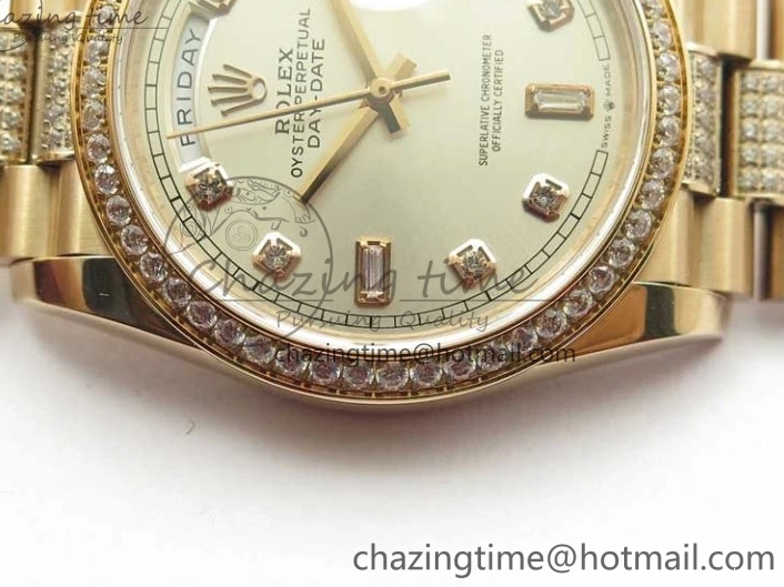 Bracelet Day-Date Dial Silver on Crystal RG A2836 Best Edition 128235 Marker Crystal BP President 36mm RG 0511